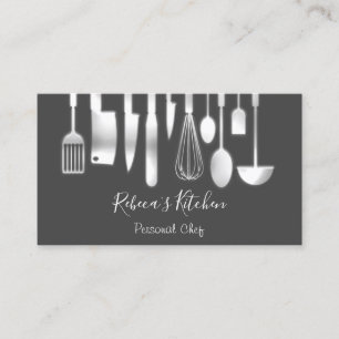 Cooking Personal Koch Restaurant Catering Metallic Visitenkarte