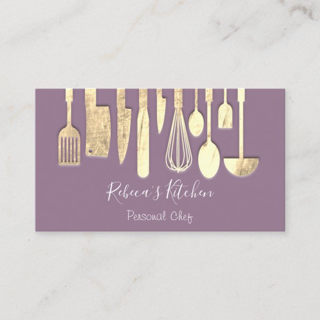 Cooking Personal Koch Restaurant Catering Violet Visitenkarte (Vorderseite)
