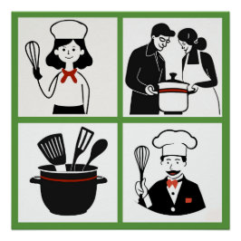 Cooking Quartet Glossy Poster
