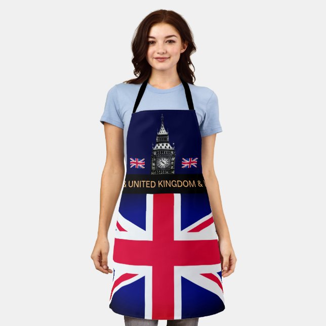 Cooking UK & British Flag, Big Ben Koch Küche Schürze (Getragen)