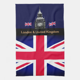 Cooking UK & British Flag, Big Ben London, Köche  Geschirrtuch