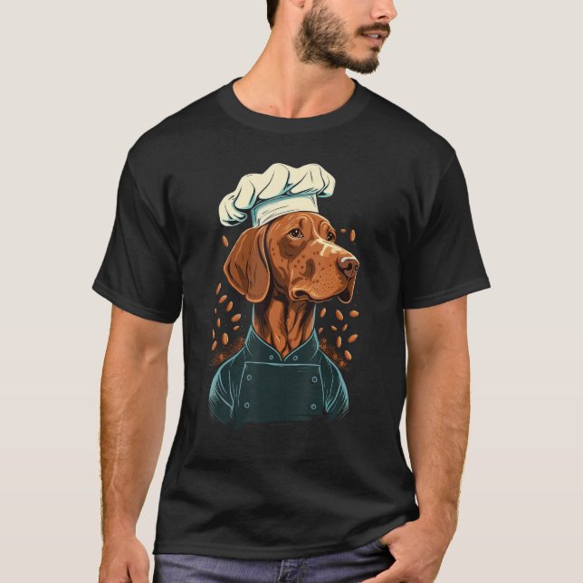 Cooking Vizsla Restaurant cook on Vizsla chef T-Shirt (Vorderseite)