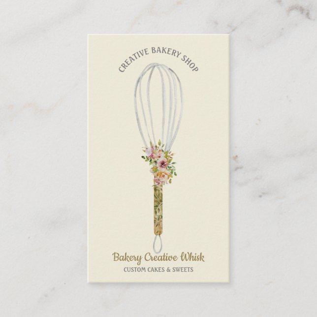 Cooking Whisk Logo beige hellgelb Visitenkarte (Vorderseite)
