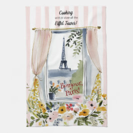 Cooking with a view of the Eiffel Tower Geschirrtuch