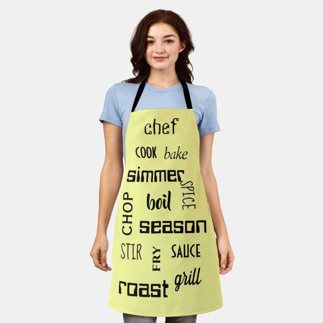 Cooking Words Yellow Schürze (Getragen)