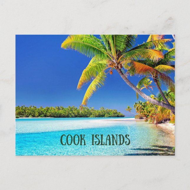 Cookinseln, tropische Palmen, Postkarte (Vorderseite)