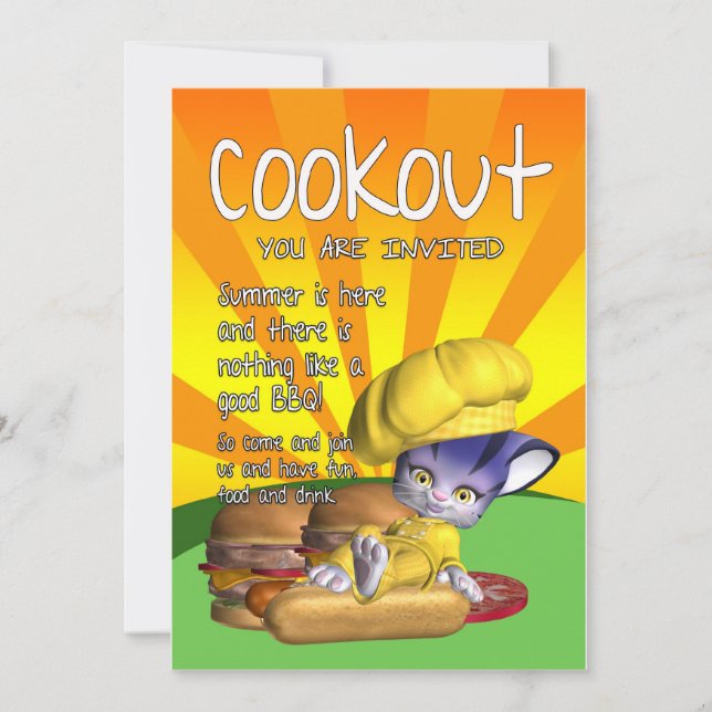 Cookout-Einladungskarte - Cookout & GRILLEN Einladung (Vorderseite)