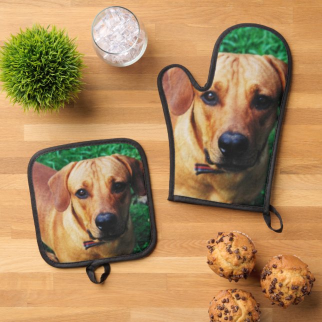 Cooks Gift Ideale Personalisiertes Foto Ofenhandschuh & Topflappen-Set (Oben Unten)