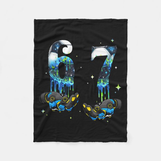 Cool 67 Six Seven Meme Fußball Drip Jungen K Fleecedecke (Vorderseite)