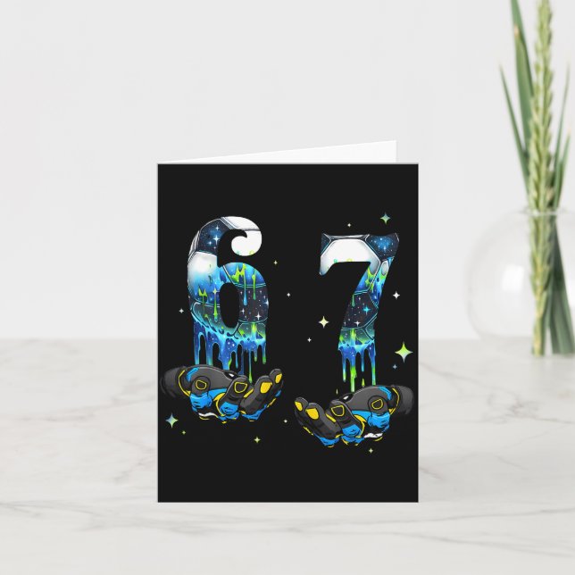 Cool 67 Six Seven Meme Soccer Football Drip Boys K Karte (Vorderseite)