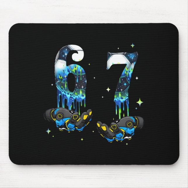 Cool 67 Six Seven Meme Soccer Football Drip Boys K Mousepad (Vorne)