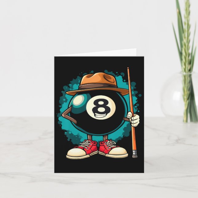 Cool 8 Ball Character Funny Billiards Karte (Vorderseite)