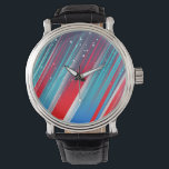 Cool Abstract Red White Blue Brush Strokes Armbanduhr<br><div class="desc">Cool Abstract Red White Blue Brush Strokes</div>