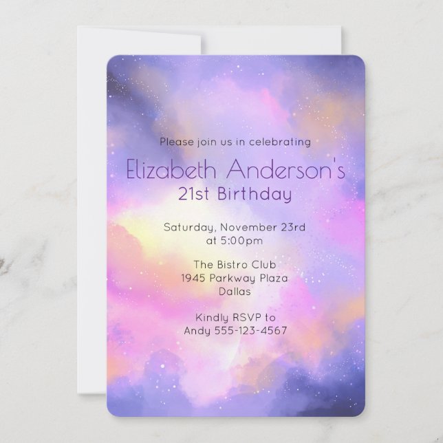 Cool Abstrait Aquarelle Invitation d'anniversaire (Devant)