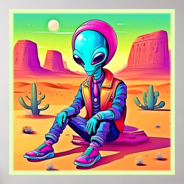 Cool Alien Desert Chillin Poster (Vorne)