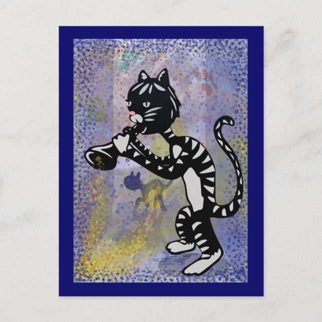 Cool Alley Jazz Cat Postkarte (Vorderseite)