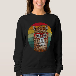 Cool Alpaca Eyeglasses Retro Geek Vintag Student Sweatshirt