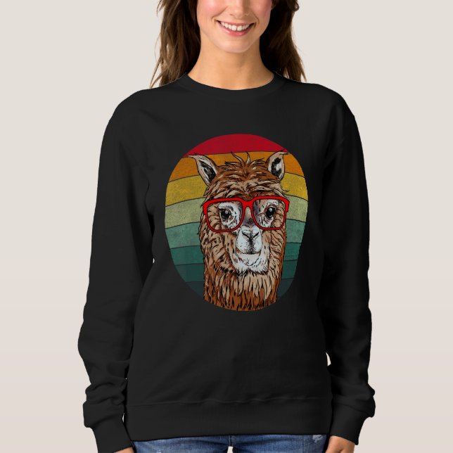 Cool Alpaca Eyeglasses Retro Geek Vintag Student Sweatshirt (Vorderseite)