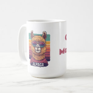 Cool Alpaca in Sonnenbrille: Retro Sunset Vibes Kaffeetasse
