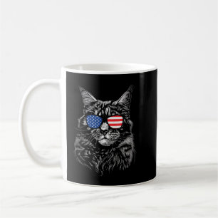 Cool American Cat - USA Flag Feuerwerk 4. Kaffeetasse