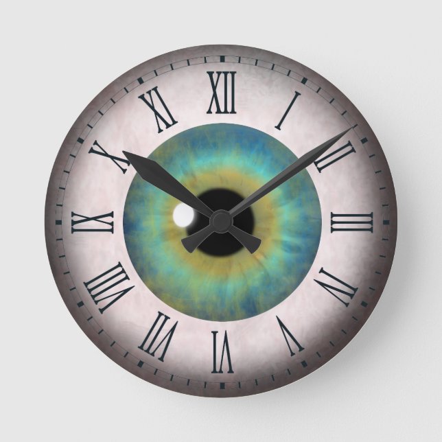 Cool amusant Bleu Oeil Oeil Romain Moyen Horloge r (Recto)