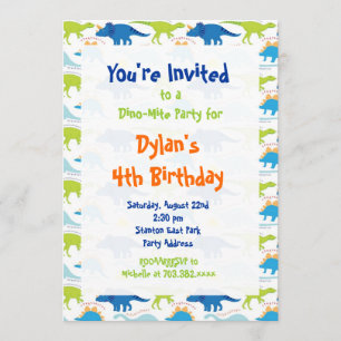Cool amusant Dinosaur Invitations de fête d'annive