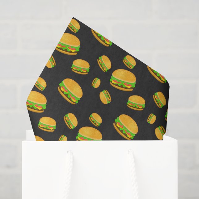 Cool and fun yummy burger pattern dark gray seidenpapier (Geschenktüte)