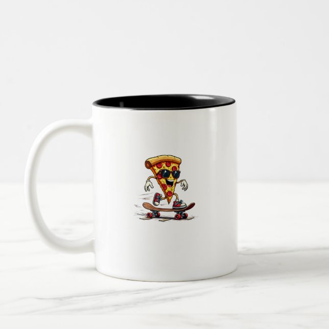 Cool and Funny National Pizza Day: Laugh, Enjoy Zweifarbige Tasse (Links)