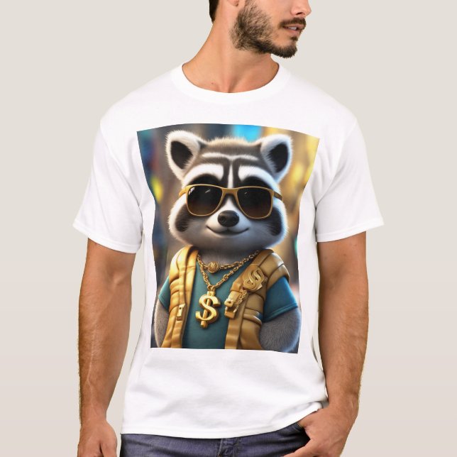 Cool, Angesagt, trendy Fluffy Raccoon T-Shirt (Vorderseite)