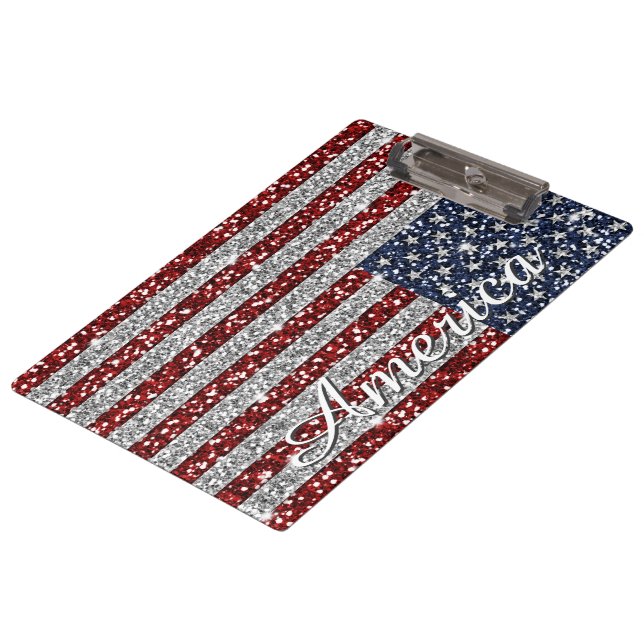 Cool angesagter Amerika-Flaggen glänzenden Imitate Klemmbrett (Schrägansicht)