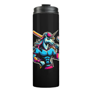 Cool Angry Einhorn spielt Baseball Ball Schläger B Thermosbecher