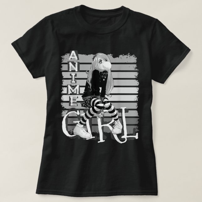 Cool Anime Girl Aesthetic Design T-Shirt (Design vorne)