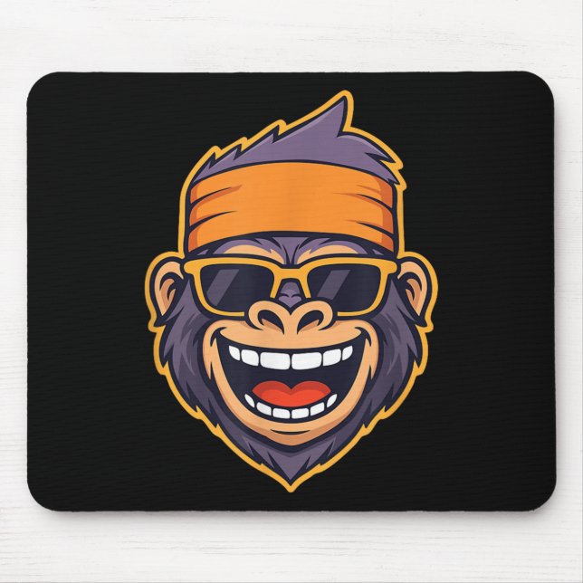 Cool Ape Gorilla Head Funky Monkey Retro Bandana C Mousepad (Vorne)