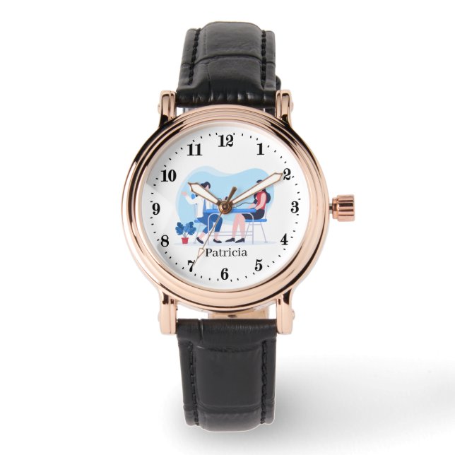 cool arbeitende Krankenschwester: Name hinzufügen Armbanduhr (Vorderseite)