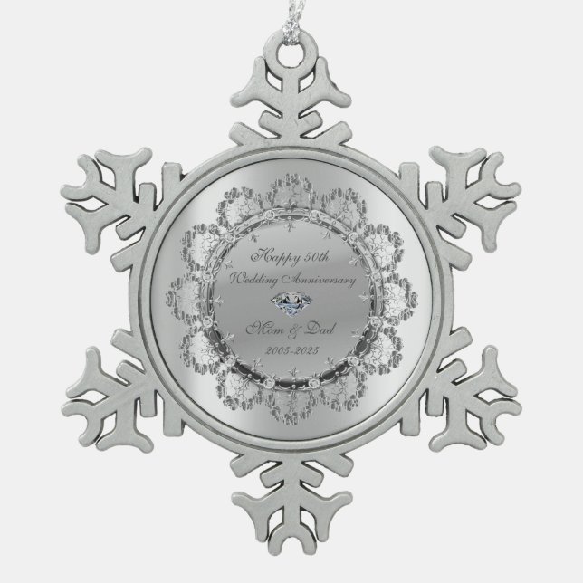 Cool Argent Floral Ornements Mariage Anniversaire (Devant)