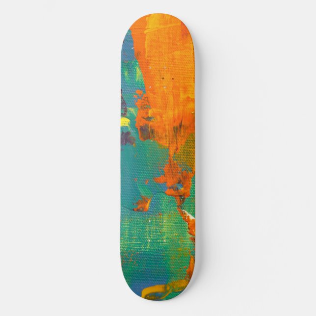 Cool Art Green Orange bemalt Skateboard (Vorderseite)