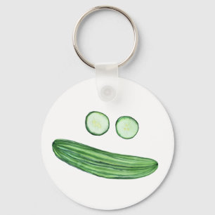 Cool as a Cucumber Funny Watercolor Veggie Face Schlüsselanhänger