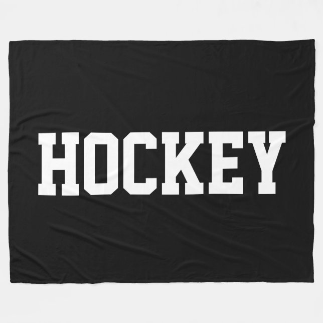Cool Athletic Bold White HOCKEY Text On Deep Black Fleecedecke (Vorderseite (Horizontal))