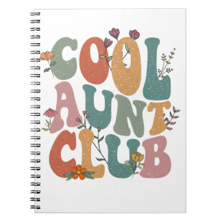 Cool aunt club, retro floral text, fun gift tee notizblock