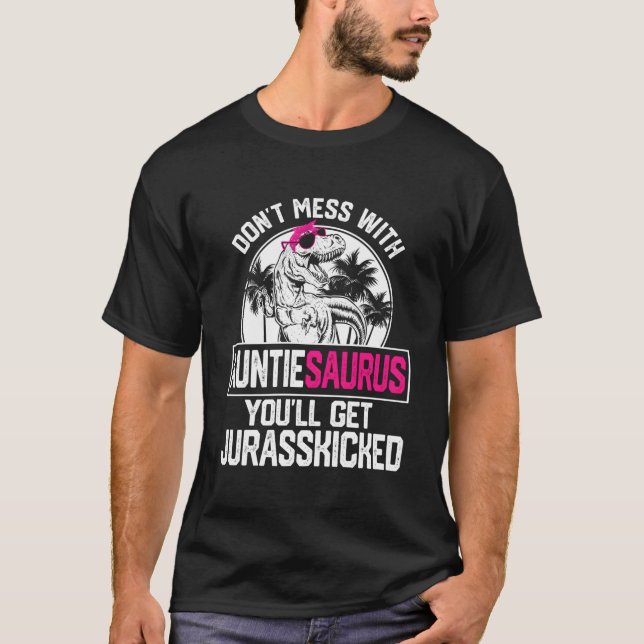 Cool Auntiesaurus Dinosaur T Rex Niedlich Mutterta T-Shirt (Vorderseite)