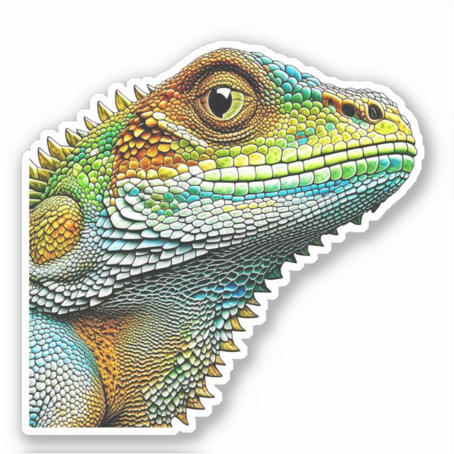 Cool aussehende Lizard AI Art Aufkleber (Vorderseite)
