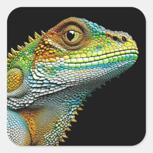 Cool aussehende Lizard AI Art Quadratischer Aufkleber