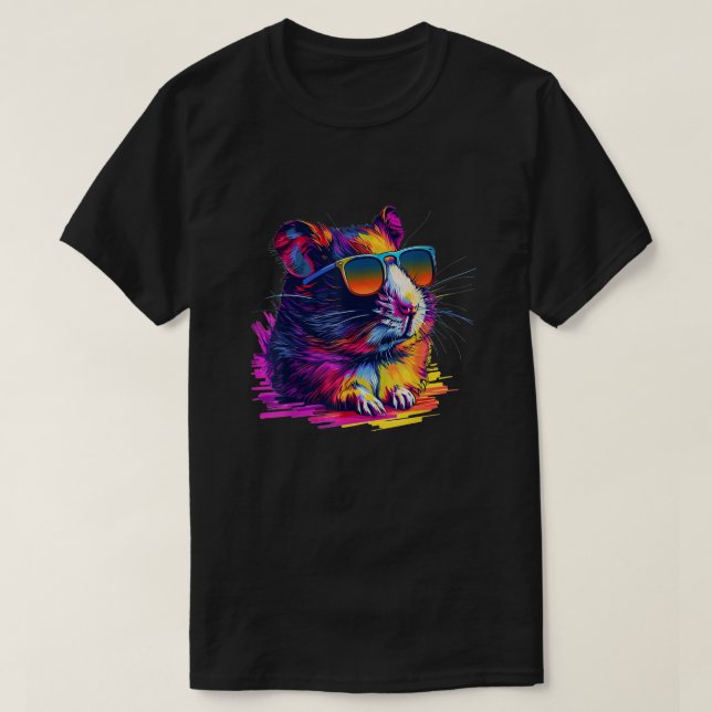 Cool aussehender Hamster mit mehrfarbiger Sonnenbr T-Shirt (Design vorne)