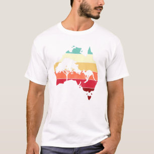 Cool Australien Karte Kangaroo Rainbow Australian T-Shirt
