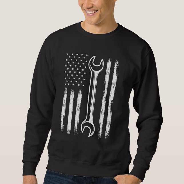 Cool-Automechaniker-Werkstatt Tools USA-Flag R Sweatshirt (Vorderseite)