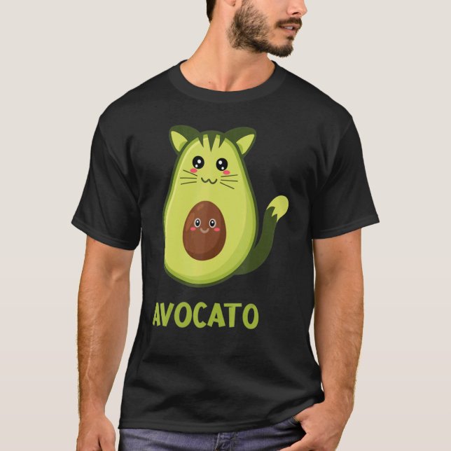 Cool Avocato Cat Fun Avocado Kitten Kitty Moustach T-Shirt (Vorderseite)