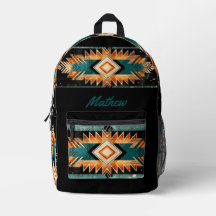 Cool Aztec Native American - Blue Orange Red Black