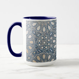 Cool Azure & White Ceramic Tile Geometric Pattern Tasse