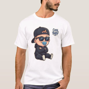 Cool Baby mit schwarzer Kapuzenjacke und Sonnenbri T-Shirt