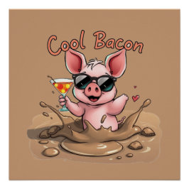"Cool Bacon" Ferkel in Sonnenbrille Poster